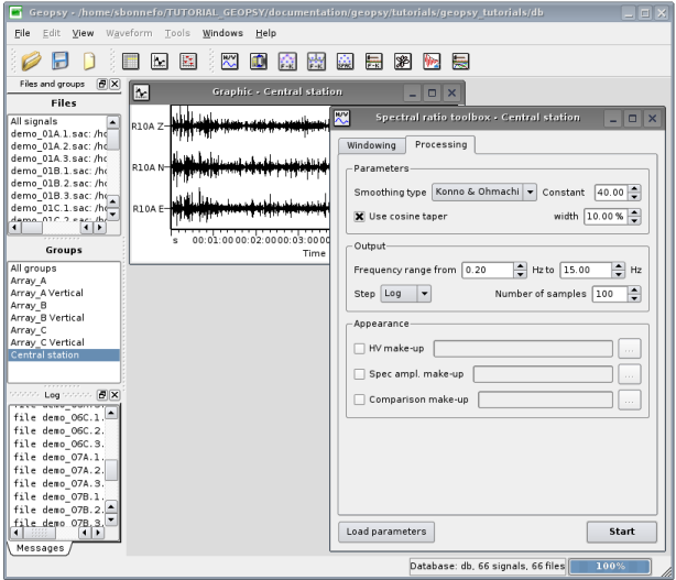 Processing parameters